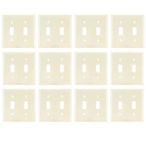 2-Gang Ivory 1-Toggle/1-Single Plastic Standard Switch Wall Plate (12-Pack)