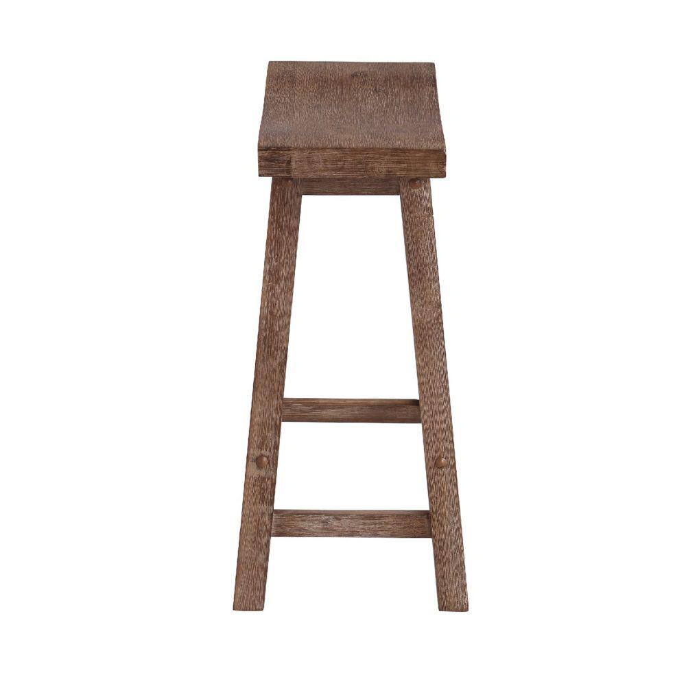 Gray Backless Saddle Style Wooden Counter Stool