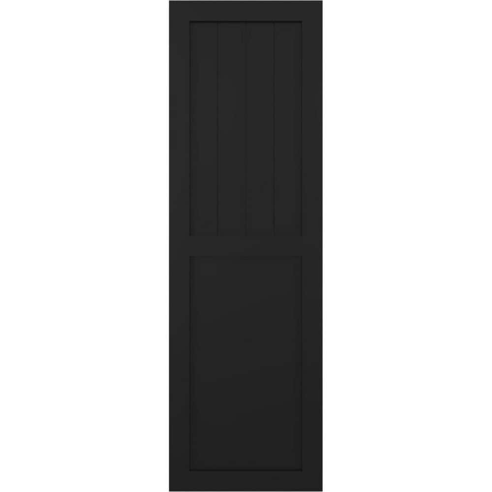 12 in. x 34 in. PVC True Fit Farmhouse/Flat Panel Combination Fixed Mount Board and Batten Shutters Pair in Black price history on PriceWatchPro