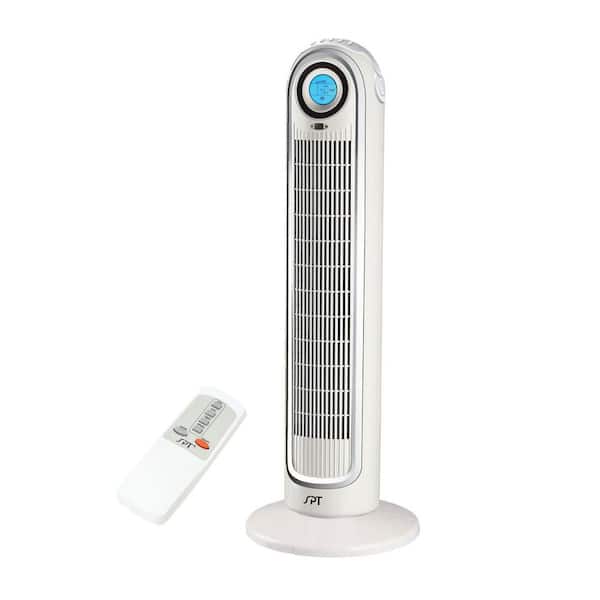 SPT 33 in. 3 Fan Speeds Tower Fan in White with Oscillation and Ionizer