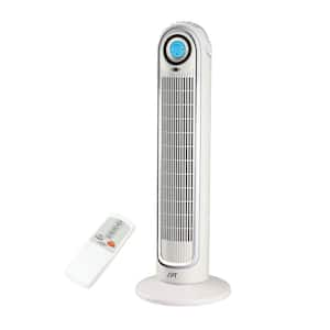 33 in. 3 Fan Speeds Tower Fan in White with Oscillation and Ionizer