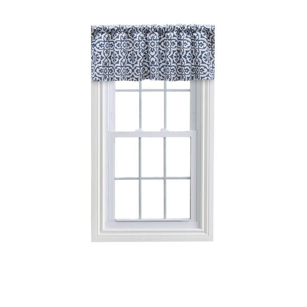 Ellis Curtain Athens 16 in. L Cotton Tailored Valance in Navy ...