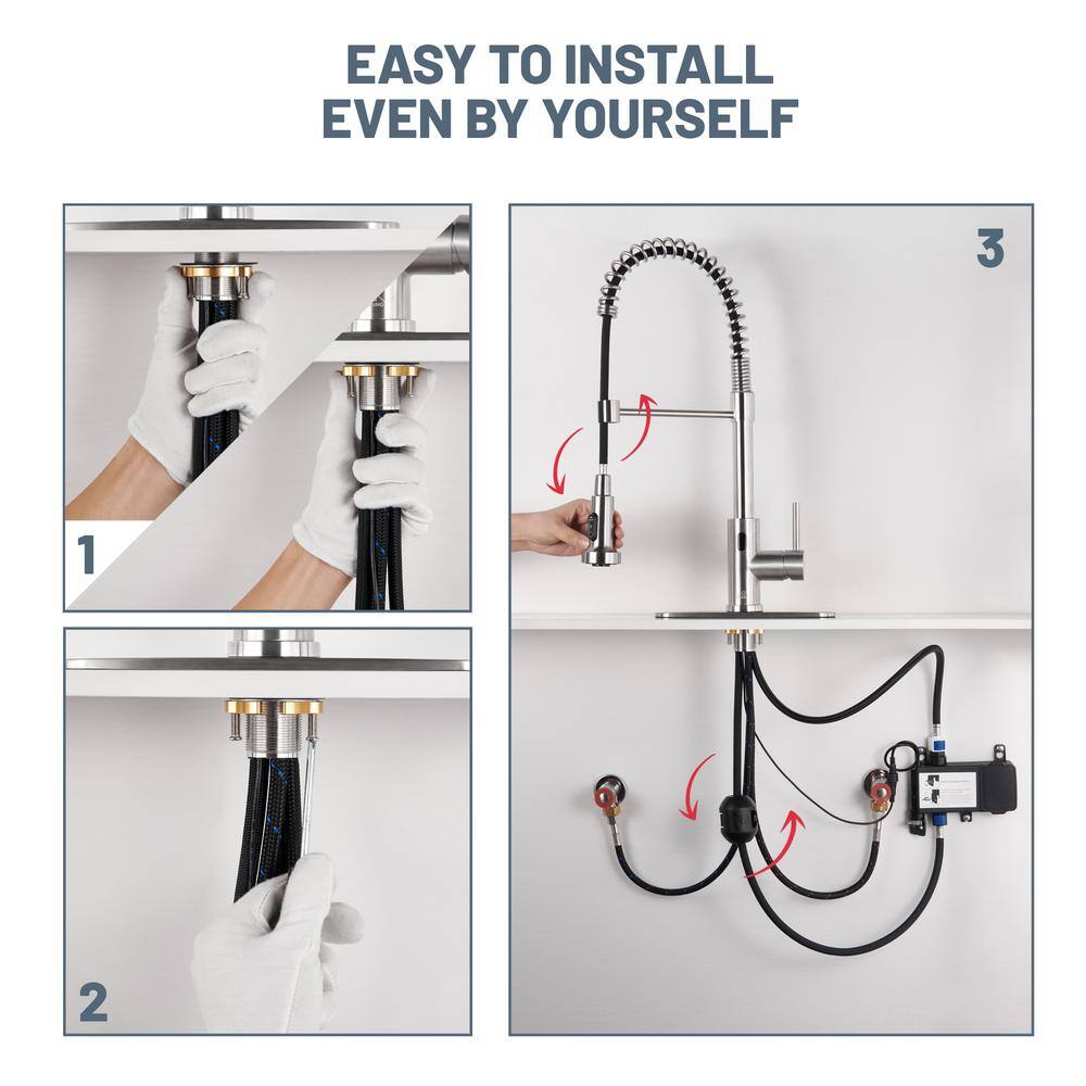Brushed Nickel Touchless Pull-Down Kitchen Faucet with Spray