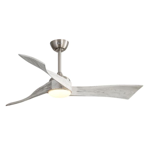 Sofucor 52 in. Integrated Dimmable LED Indoor/Outdoor Brushed Nickel Ceiling Fan with Light Kit and Remote Control