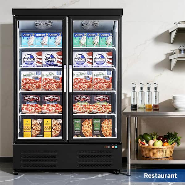 50in. 35.17 cu. ft. Auto / Cycle Defrost Commercial Upright Freezer With Glass Door in Black Garage Ready, ETL Approved