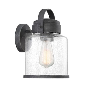 Easton 11.5 in. Weathered Pewter 1-Light Outdoor Line Voltage Wall Sconce with No Bulb Included