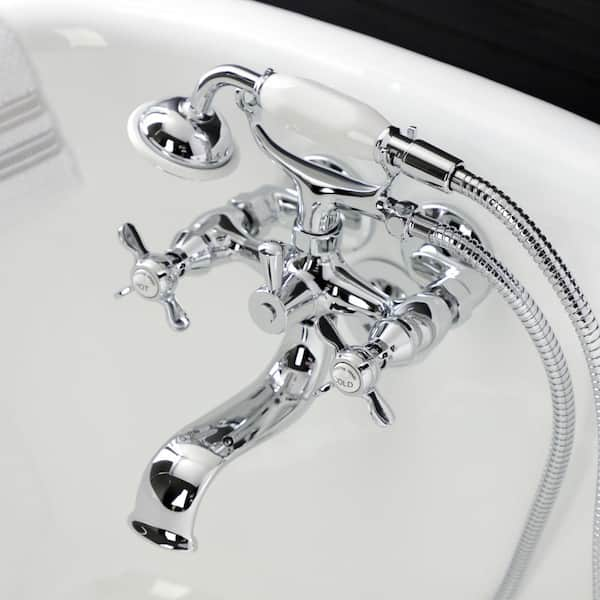 Kingston Brass Essex Wall Mount 3-Handle Claw Foot Tub Faucet with