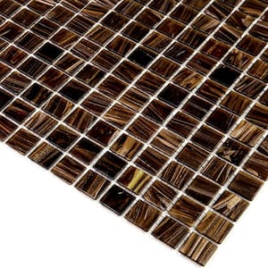 Celestial Glossy Brown and Gold 12 in. x 12 in. Glass Mosaic Wall and Floor Tile (20 sq. ft./case) (20-pack)