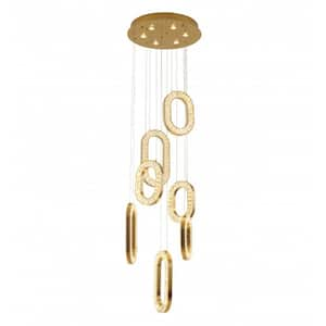 Libey 7-Light dimmable Integrated LED Gold Crystal Circle Chandelier for Living Room