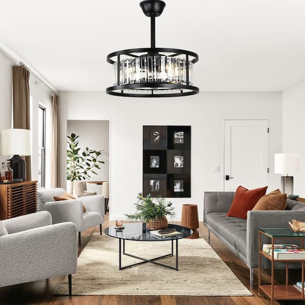 ありあけファン Oaks Aura Idahii 20 in. Black Fandelier Luxury Ceiling Fan with