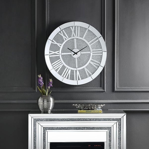 Acme Furniture Nowles Faux Diamonds Solid Glam Wall Clock 97724
