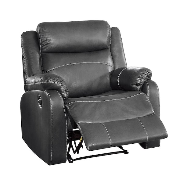 Unbranded Goby Gray Microfiber Lay Flat Manual Recliner