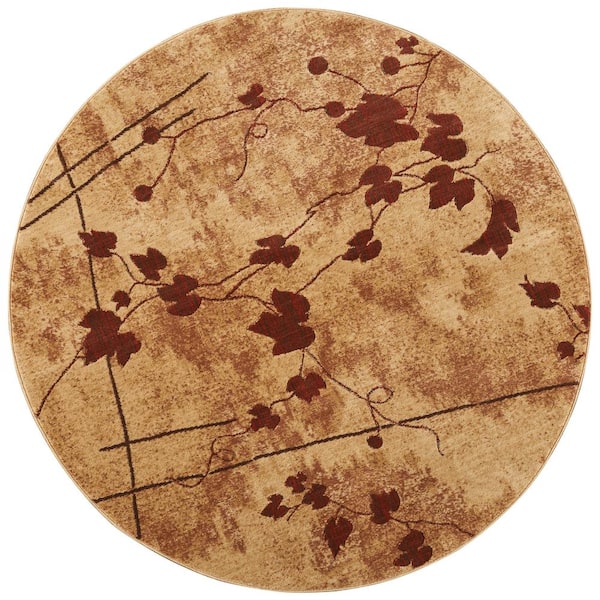 Nourison Somerset Latte 6 ft. x 6 ft. Botanical Contemporary Round Area Rug