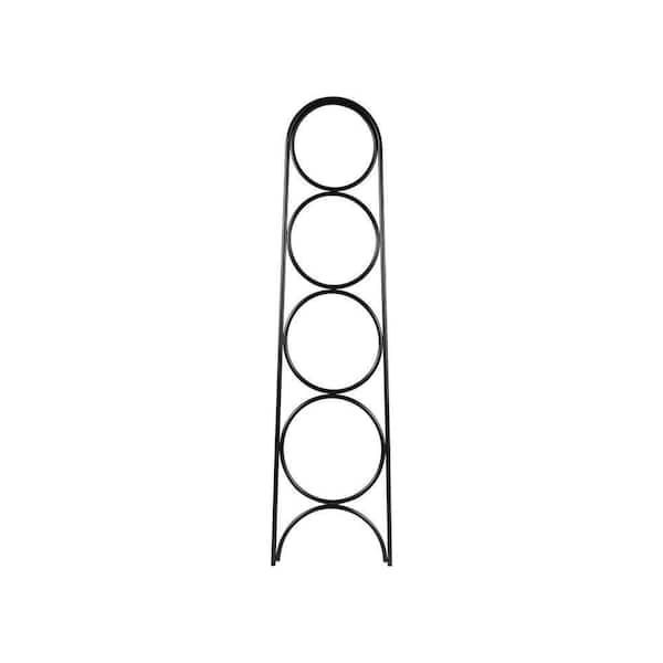 76 in. Tall Black Metal 4-Shelf Decorative Ladder Bookcase with Circular Rings