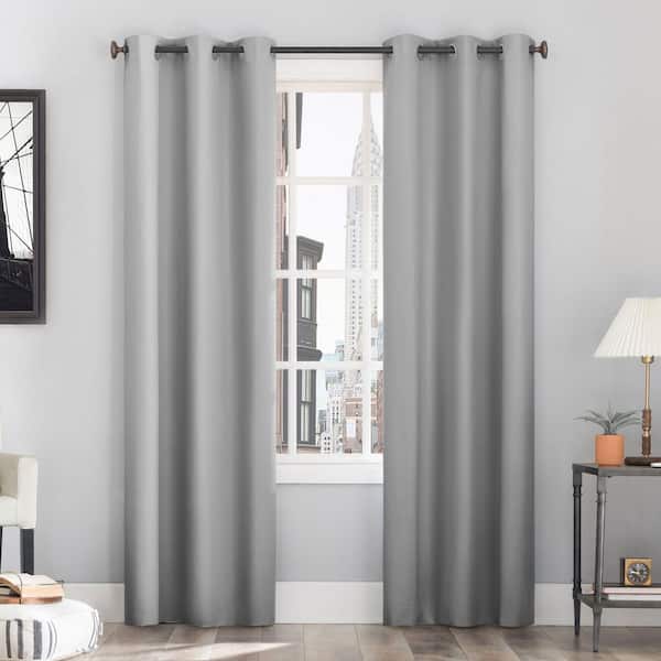 Sun Zero Cyrus Thermal 40 in. W x 63 in. L 100% Blackout Grommet Curtain Panel in Silver Gray