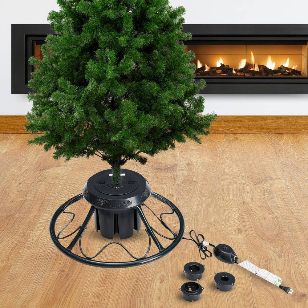 Home Heritage 22-Inch Black Metal Rotating Christmas Tree Stand