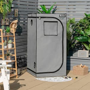 2.6 ft. x 2.6 ft. Gray Mylar Hydroponic Grow Tent with Observation Window and Floor Tray