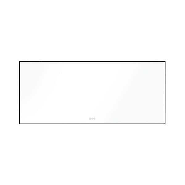 84 in. W x 36 in. H Rectangular Aluminum Framed Anti-Fog LED Light Dimmable Wall Bathroom Vanity Mirror in Gun Ash