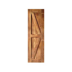 26 in. x 84 in. K-Frame Early American Solid Natural Pine Wood Panel Interior Sliding Barn Door Slab with Frame