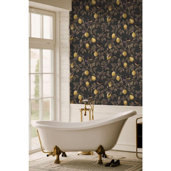 Ponderosa Lemon Trail Charcoal Non-Pasted Wallpaper (Covers 56 sq. ft.)