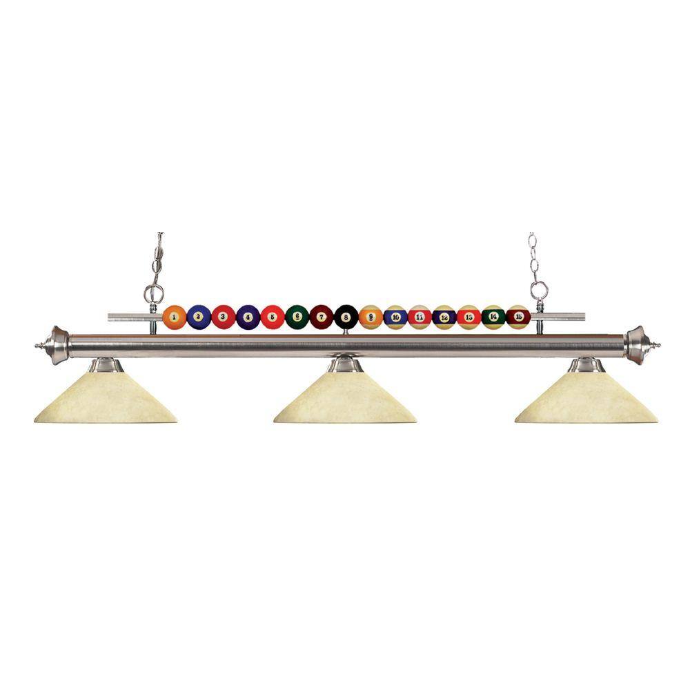 UPC 685659048292 product image for Shark 3-Light Brushed Nickel with Angle Golden Mottle Shade Billiard Light with  | upcitemdb.com