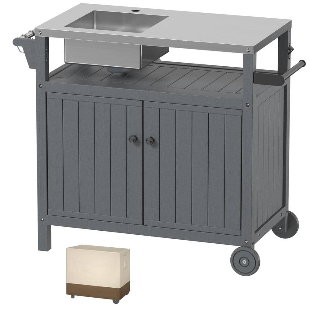 Outdoor Kitchen Series HEPE Grill TableSink 42 in. 304-Stainless Steel Free