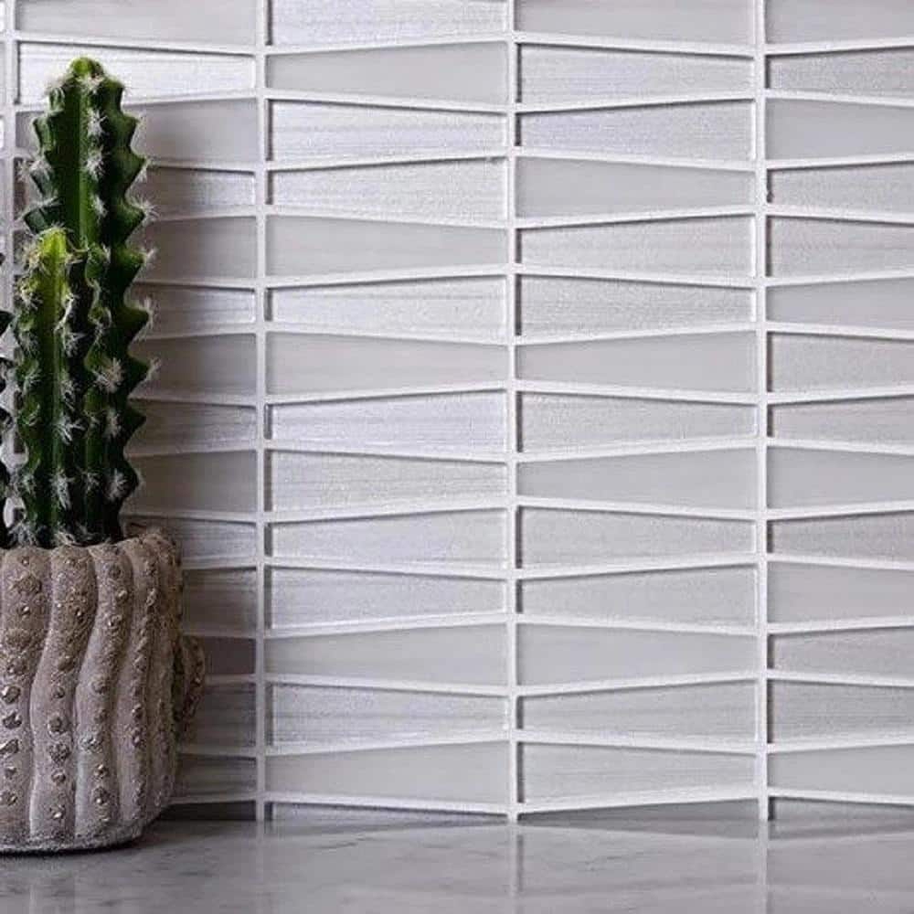 White Glass Trapezoid Mosaic Wall Tile