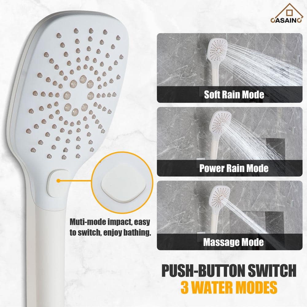 Matte White Dual Head Ceiling Mounted Rainfall Shower System