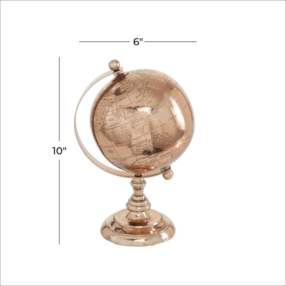 Rose Gold Aluminum Tabletop Globe with Stand