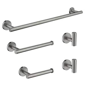 5-Piece Bath Hardware Set with Mounting Hardware Included in Brushed Nickel