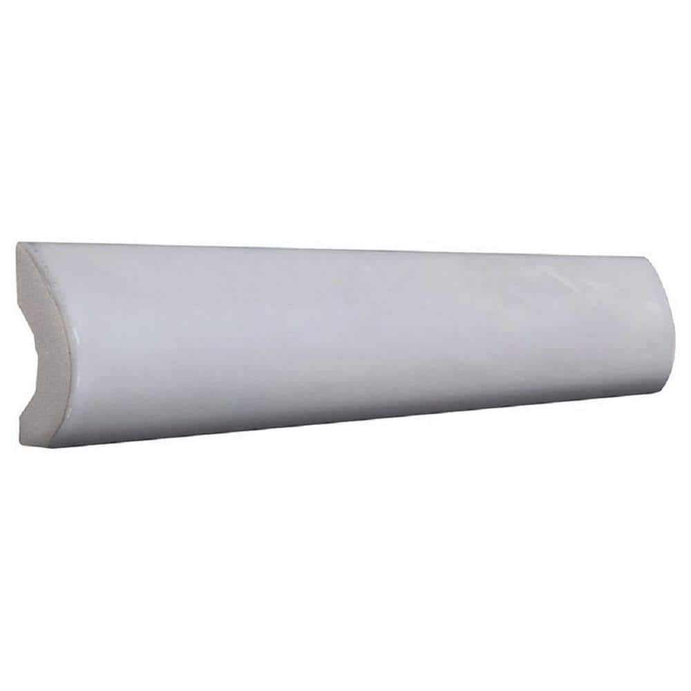 Apollo White Glossy Ceramic Pencil Bullnose Tile Trim 8x1 Inch