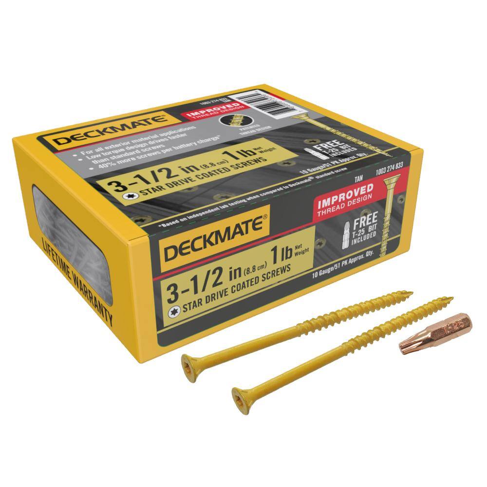 Buy 31/2 in. Tan Exterior SelfStarting Star Drive FlatHead Wood Deck