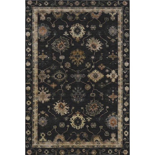 Mayfield Premium Machine Washable Abstract AMF2045 Black 5 ft. x 7 ft. 6 in. Area Rug