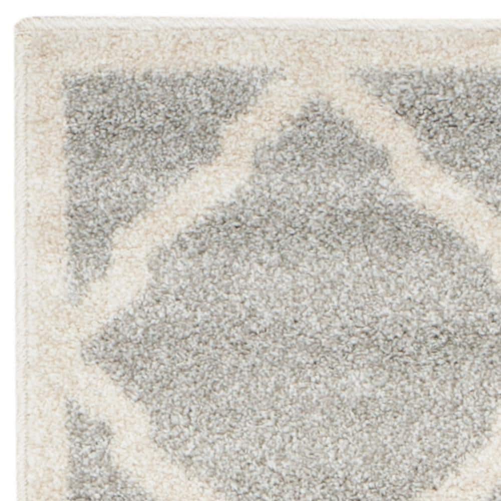 Elegant Geometric Reversible Runner Rug in Beige and Light Grey