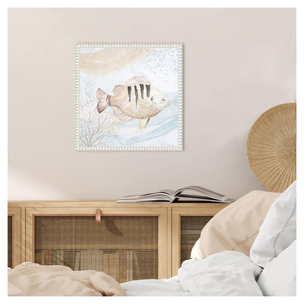Ocean Oasis Waves Tropical Fish II Canvas Art with White Frame