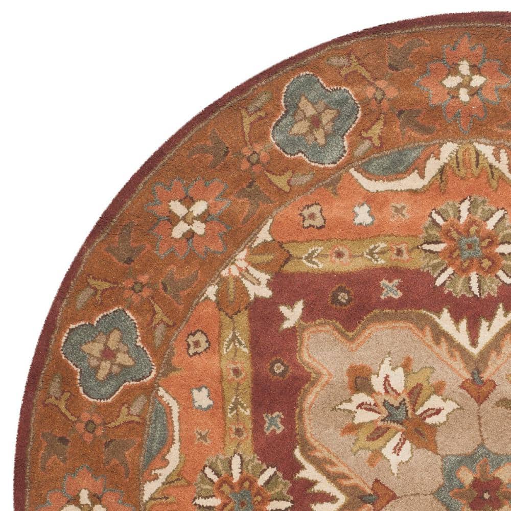 Heritage 6' Round Rust Hand-Tufted Wool Area Rug