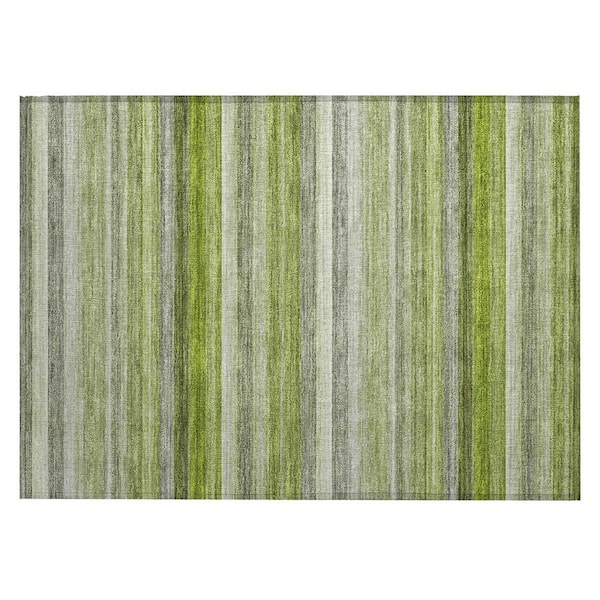 HomeRoots Fern Green 2 ft. x 3 ft. Woven Striped Polyester Rectangle Indoor/Outdoor Area Rug