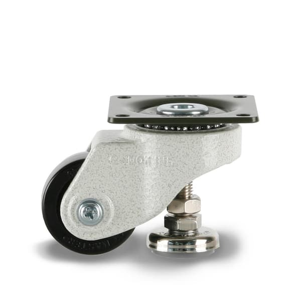 GDL 2 in. Nylon Swivel Iconic Ivory Plate Mounted Leveling Caster with 330 lb. Load Rating