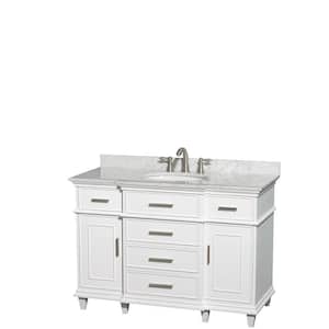 Berkeley 48 in. Vanity in White with Marble Vanity Top in Carrara White and Oval Basin