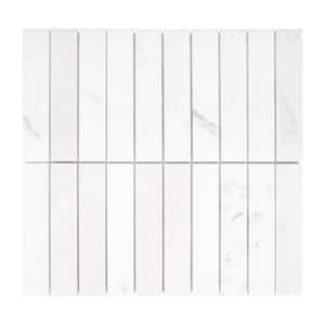 Stacked White Calacatta 11.89 in. x 12.52 in. Honed Flucted Natural Marble Mosaic Tile (5.15 sq. ft./Case)