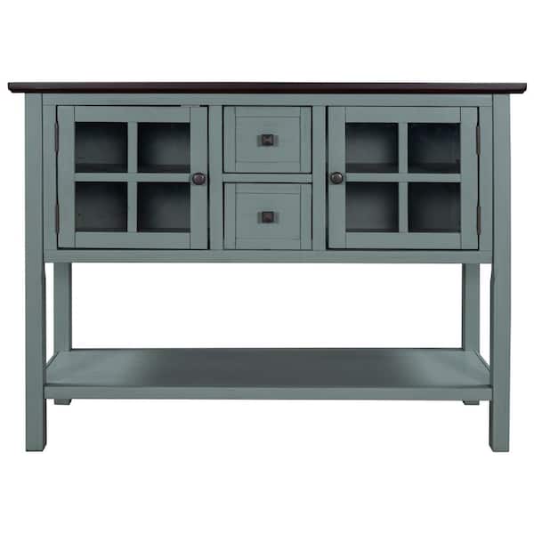 Tileon 45 in. W x 15.4 in. D x 34 in. H in Green MDF Ready to Assemble Floor Base Kitchen Cabinet with 2-Drawer & Open Shelf