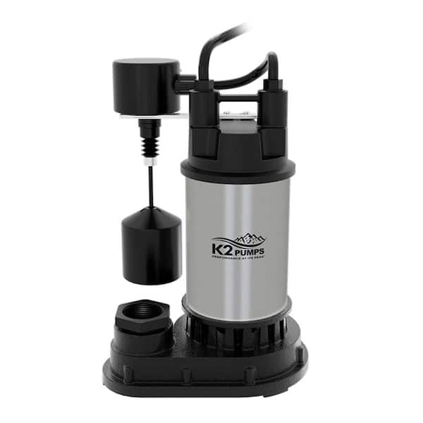 K2 1/2 HP Stainless Steel and Cast Iron Sump Pump with Vertical Switch
