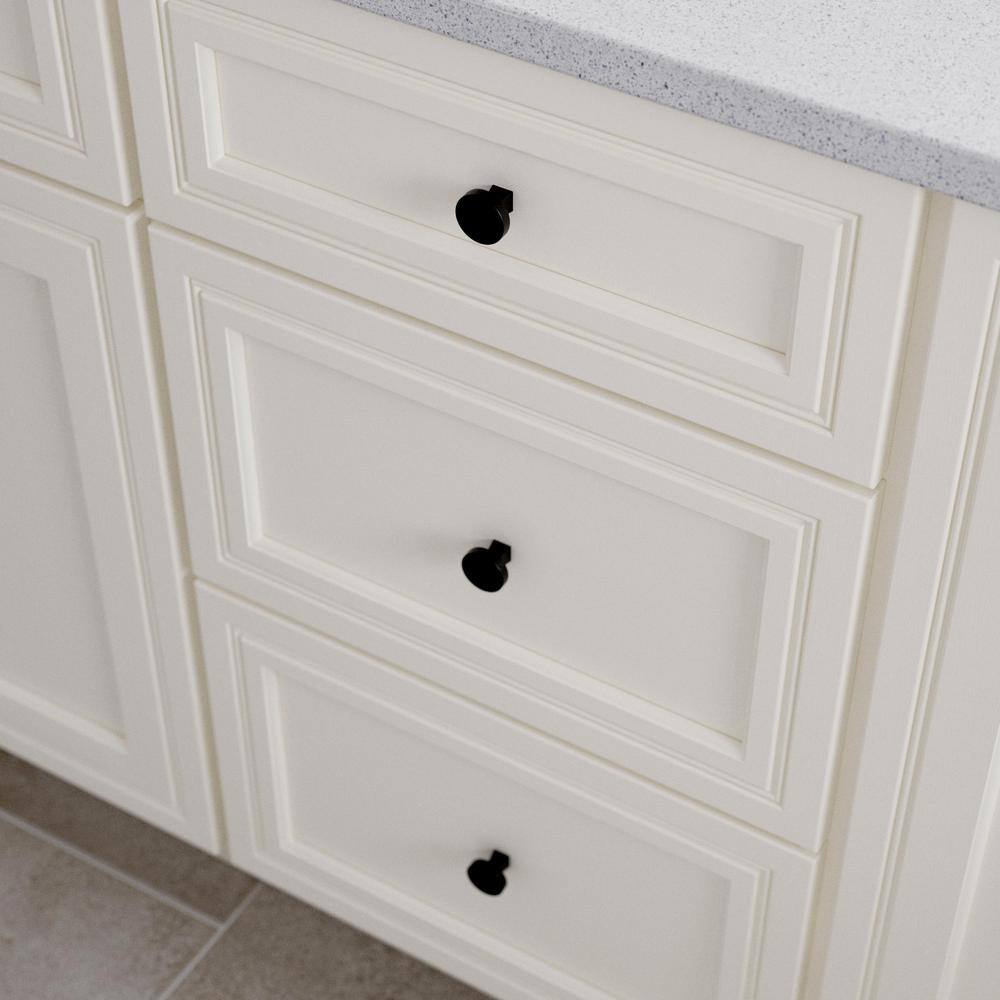 Flat Round Matte Black Metal Cabinet Knob