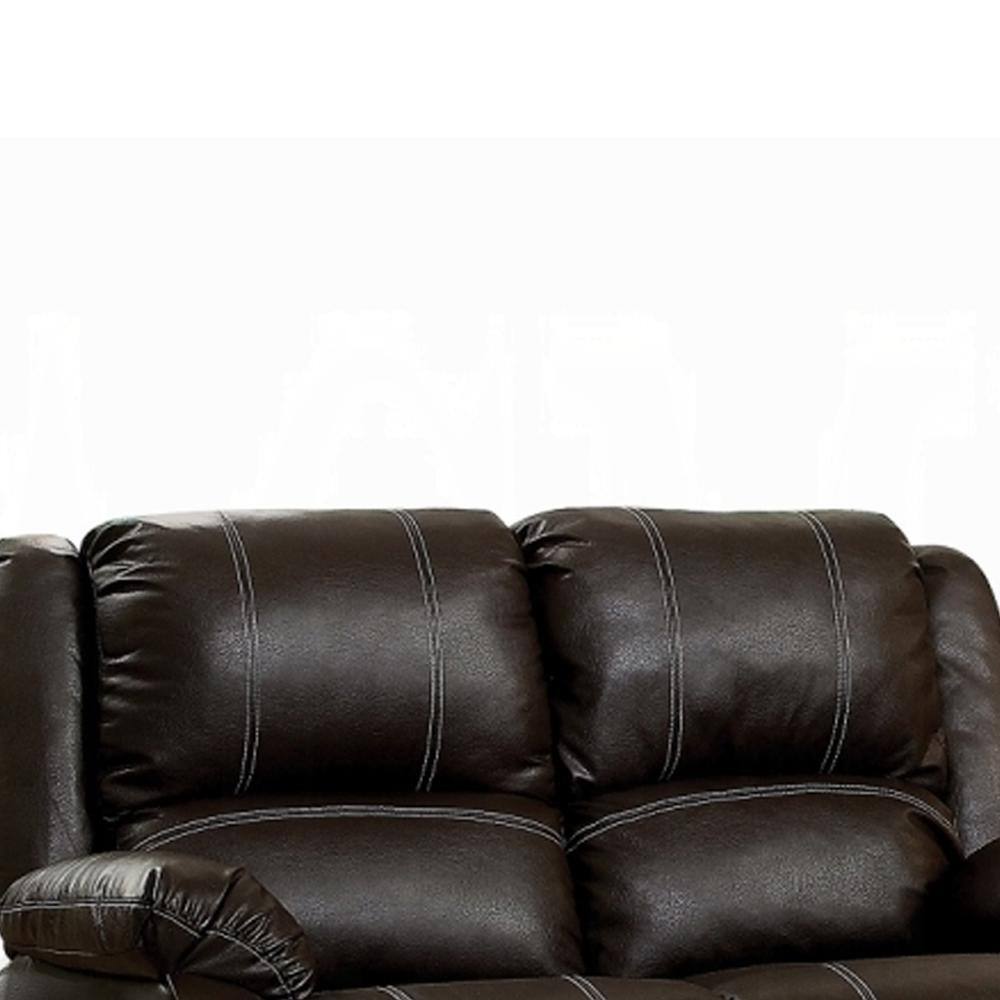 Contoured Comfort Brown Faux Leather Loveseat with Cup Holders