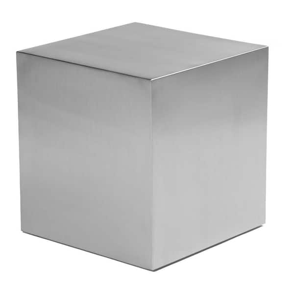 Benjara 16 in. Silver Square Metal End Table with Metal Frame