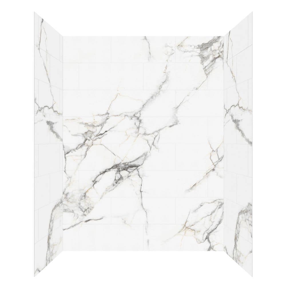 Jetcoat Flex 60 in. W x 80 in. H x 32 in. D 12-Piece Glue Up Composite Alcove Shower Surround in Bianco Marble price history on PriceWatchPro