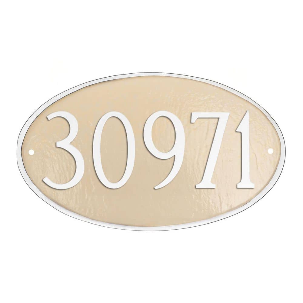 Classic Oval Standard Address Sign Plaque - Taupe/White price history on PriceWatchPro