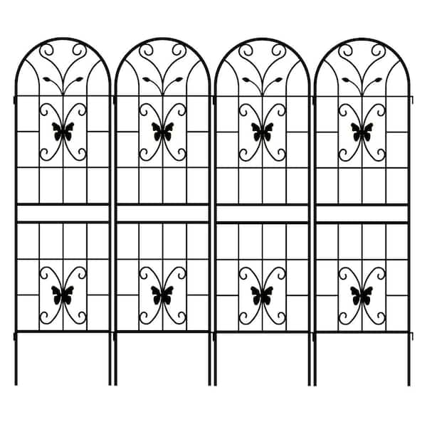 71 in. x 19.7 in. Double Protection Metal Garden Trellis for Climbing Plants Outdoor Flower Support in Black (4-Pack)