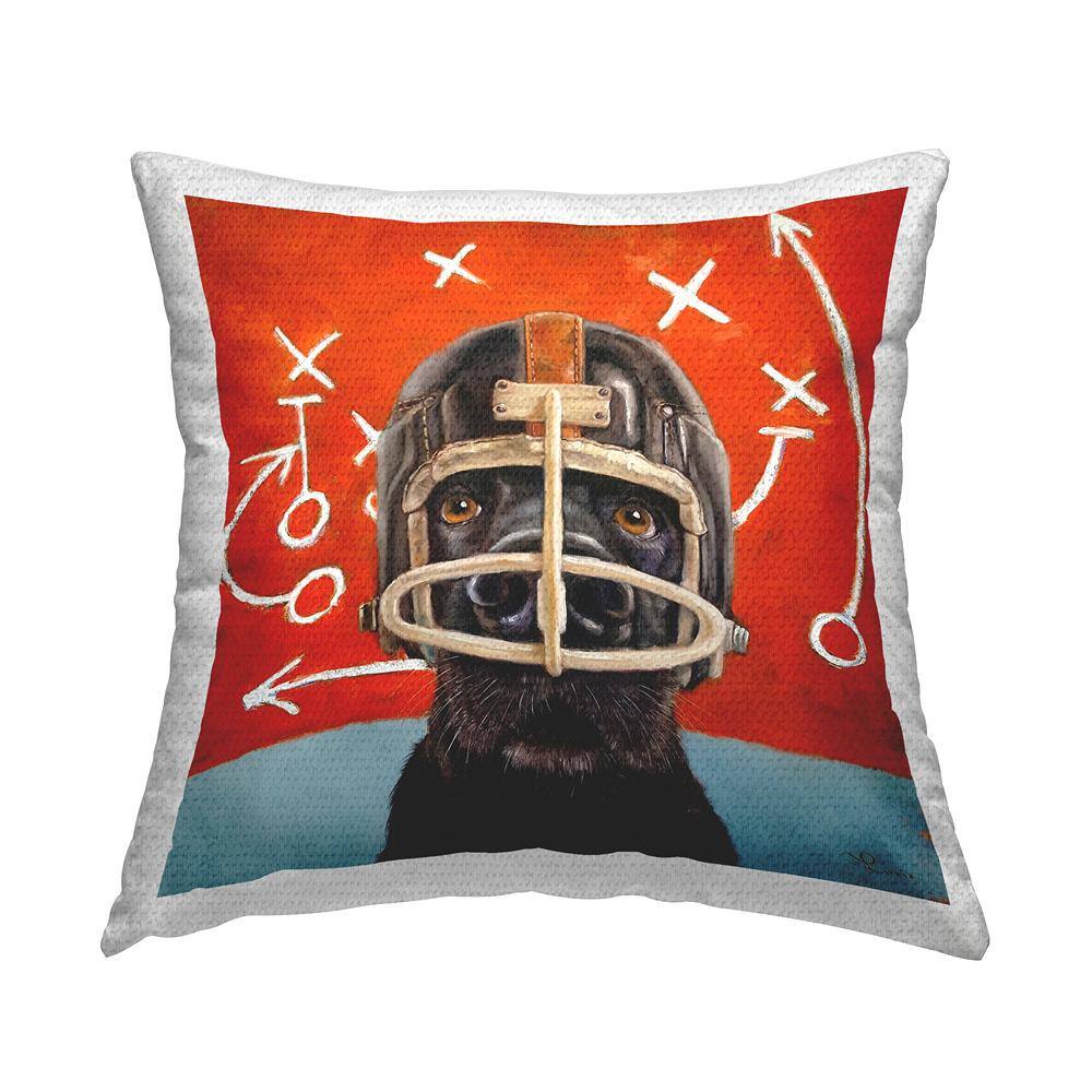 Black Dog Football Helmet Red Sports Plays Multi-Color Square Outdoor Throw Pillow price history on PriceWatchPro