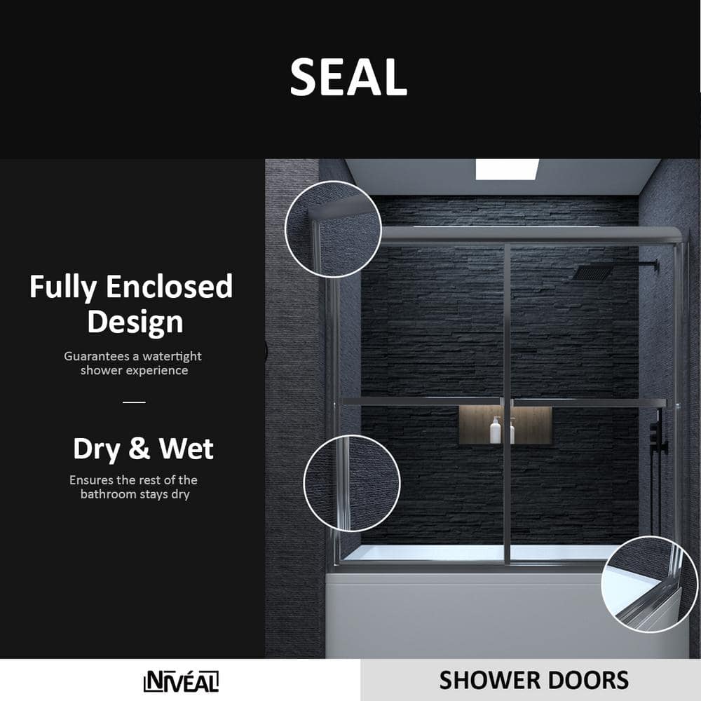 59'' Chrome Framed Sliding Tub Door with Clear Glass